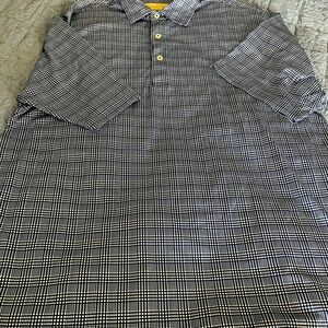 Donald Ross Mens Blue/White checked polo.  Men’s Large